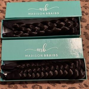 🐷 Madison Braids Dark Brown Braided Hair Headbands (Set of 2) Halo / Arisa